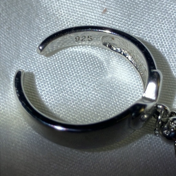 Sterling silver semi-adjustable ring Teddy Bear Charm 925 EUC - Picture 2 of 5